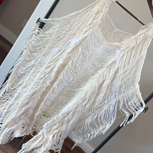 Fringed Cream/White CoverUp (Beach Dress) One Size